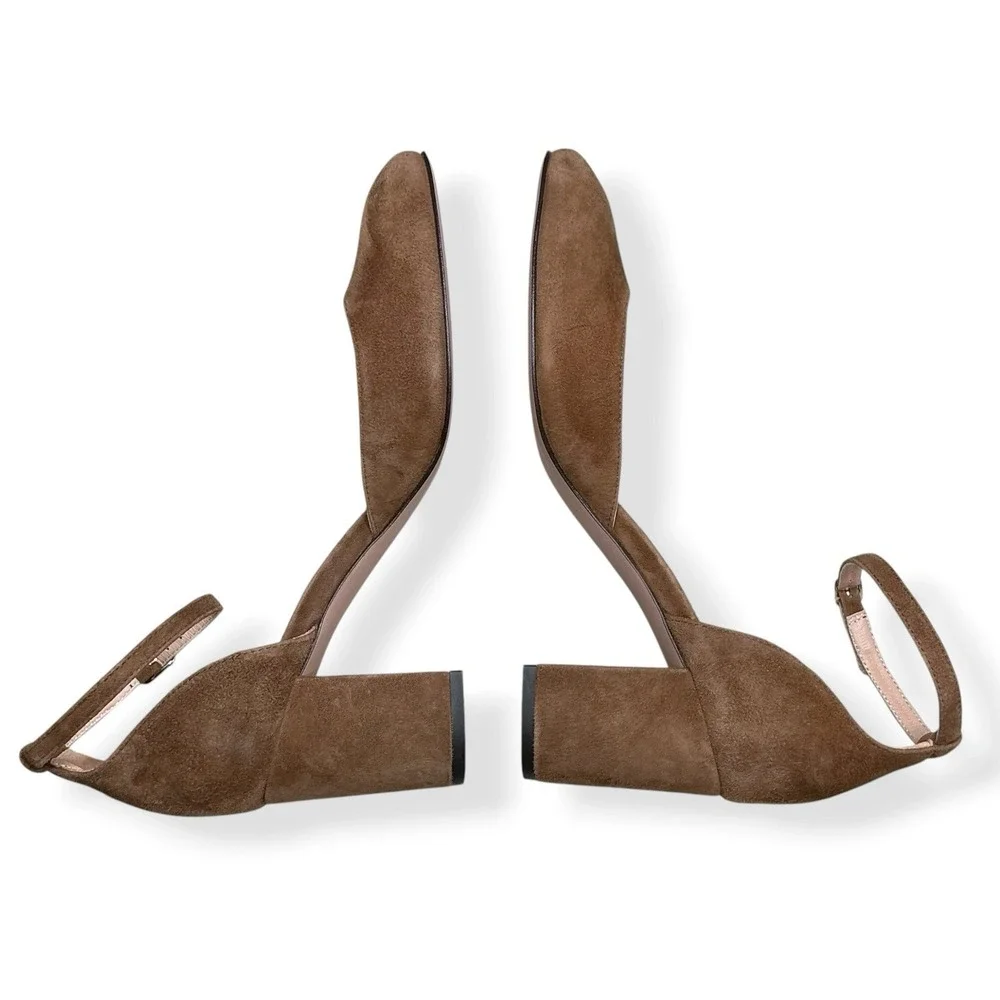 J Crew Heels Women 8.5 Brown Tan Suede Leather Round Toe Pumps Buckle Maisie